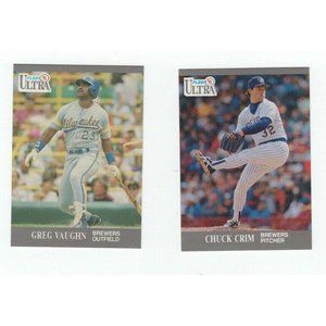 Mint Condition Vintage Fleer 1991 Baseball Brewers Trading Card Bundle
